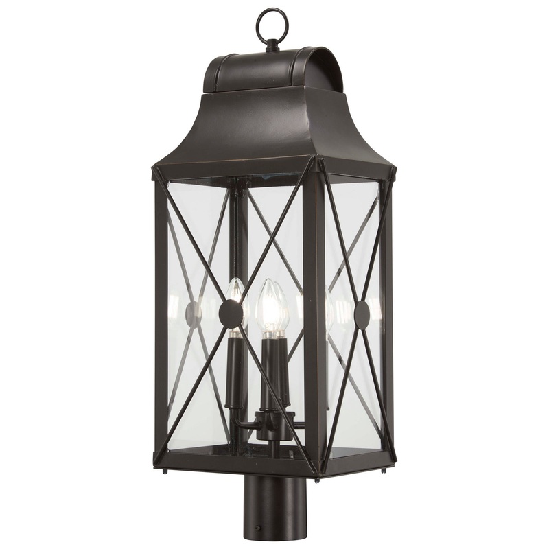 Minka-Lavery 73295-143C De Luz Four Light Outdoor Post Mount, Oil Rubbed Bronze W/ Gold Highlights