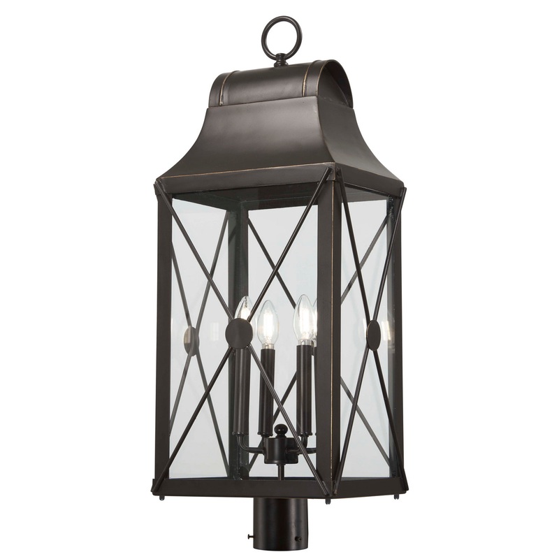 Minka-Lavery 73296-143C De Luz Four Light Outdoor Post Mount, Oil Rubbed Bronze W/ Gold Highlights