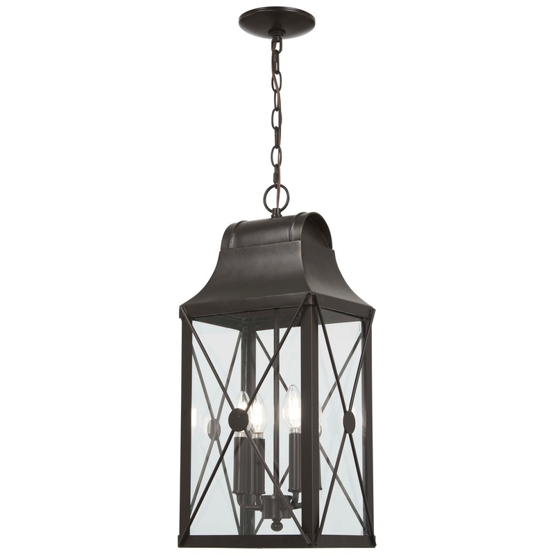 Minka-Lavery 73297-143C De Luz Four Light Outdoor Chain Hung, Oil Rubbed Bronze W/ Gold Highlights