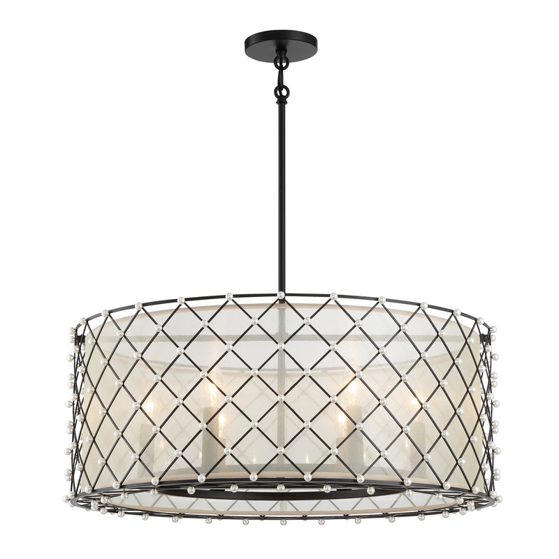 Minka-Lavery 2866-66A Sheer Elegance Six Light Pendant, Coal