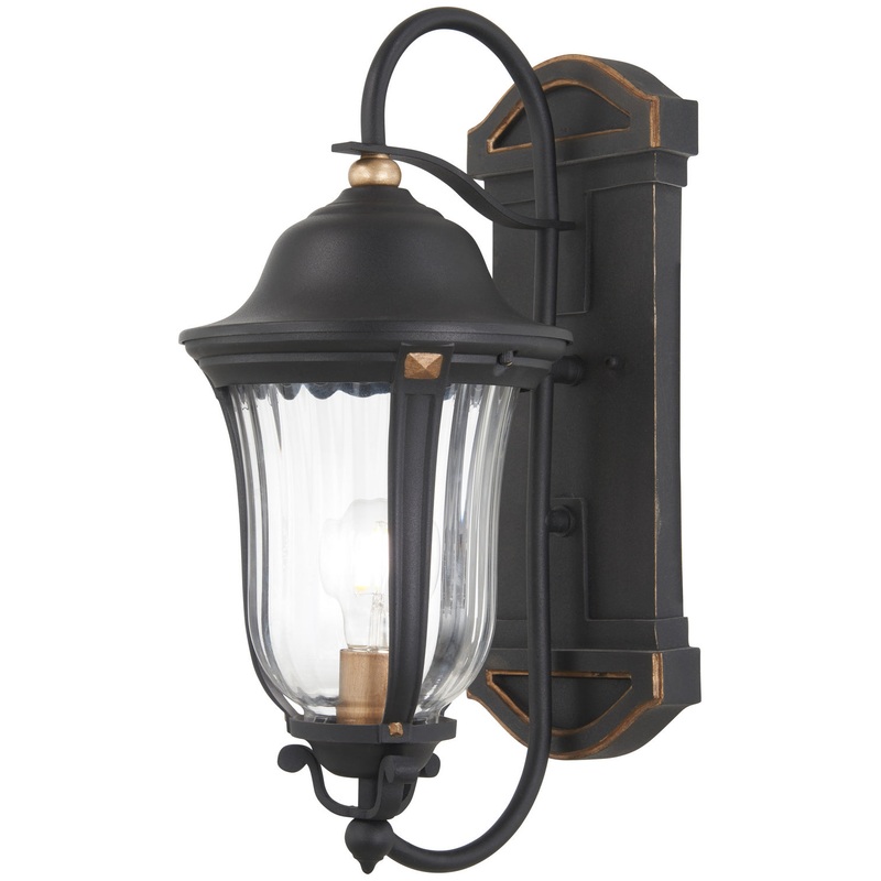 Minka-Lavery 73231-738 Peale Street One Light Outdoor Wall Mount, Sand Coal And Vermeil Gold