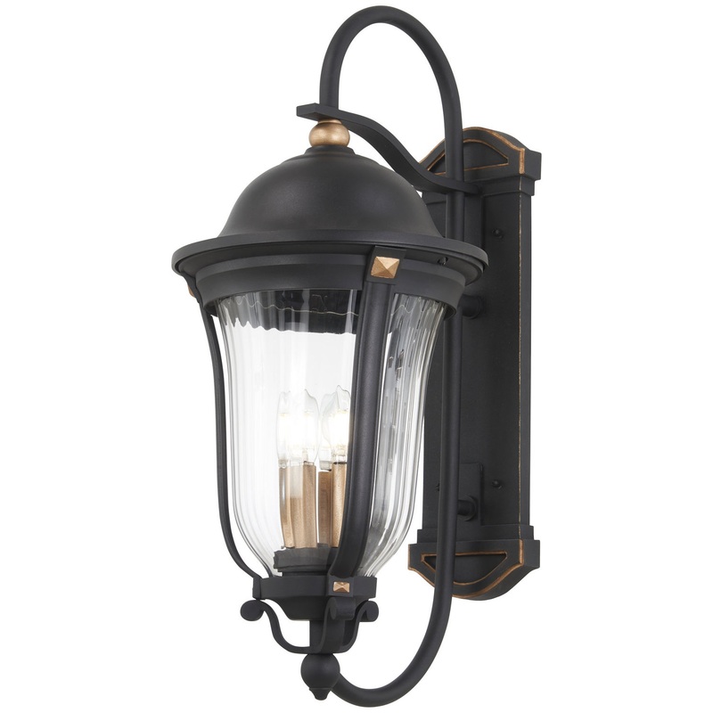 Minka-Lavery 73233-738 Peale Street Three Light Outdoor Wall Mount, Sand Coal And Vermeil Gold
