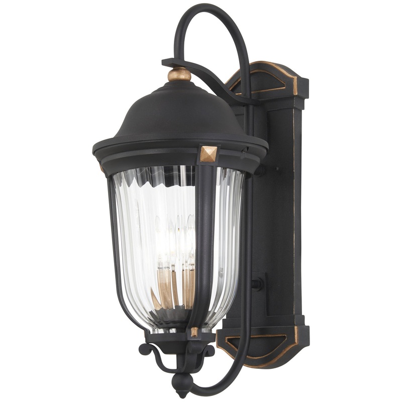 Minka-Lavery 73234-738 Peale Street Four Light Outdoor Wall Mount, Sand Coal And Vermeil Gold