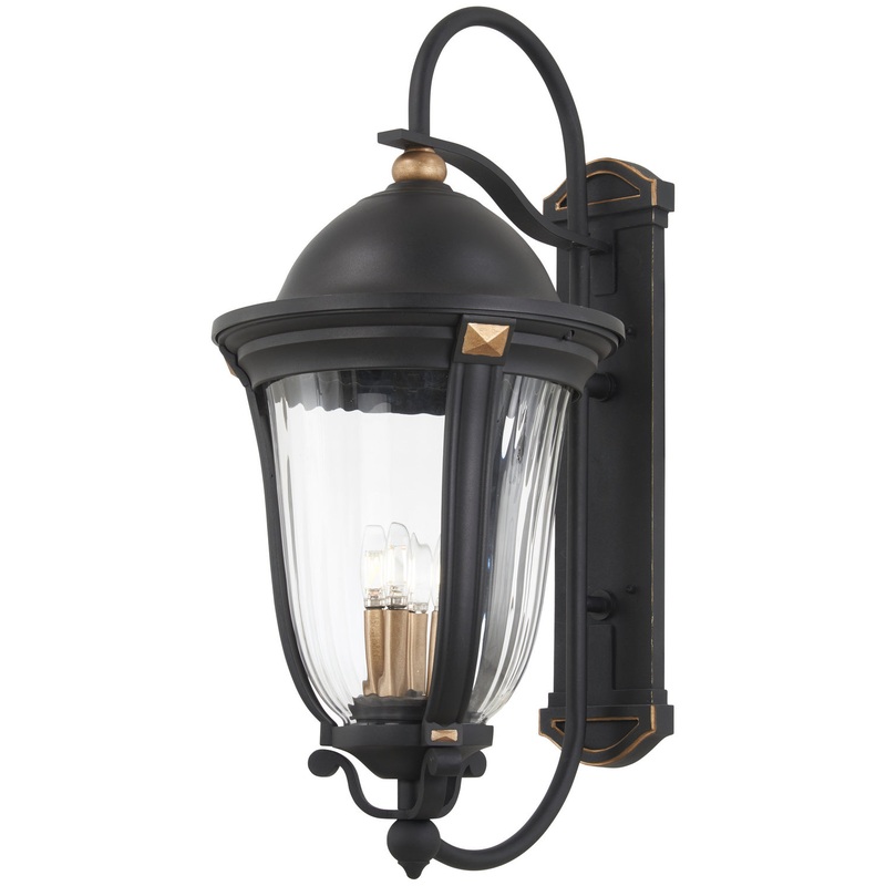 Minka-Lavery 73235-738 Peale Street Five Light Outdoor Wall Mount, Sand Coal And Vermeil Gold