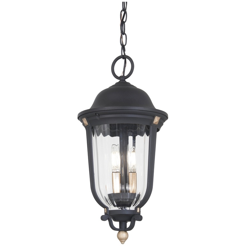 Minka-Lavery 73236-738 Peale Street Three Light Outdoor Chain Hung, Sand Coal And Vermeil Gold