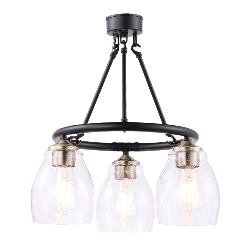 Minka-Lavery 2437-878 Winsley Three Light Chandelier, Coal And Stained Brass