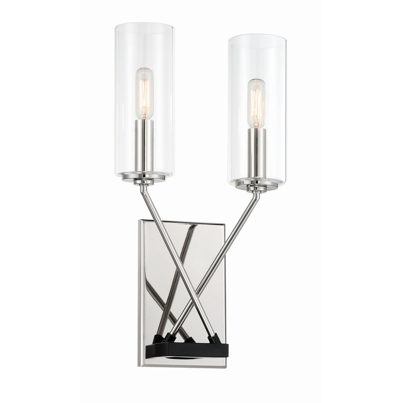 Minka-Lavery 2492-572 Highland Crossing Two Light Wall Sconce, Coal w/Polished Nickel Highlights