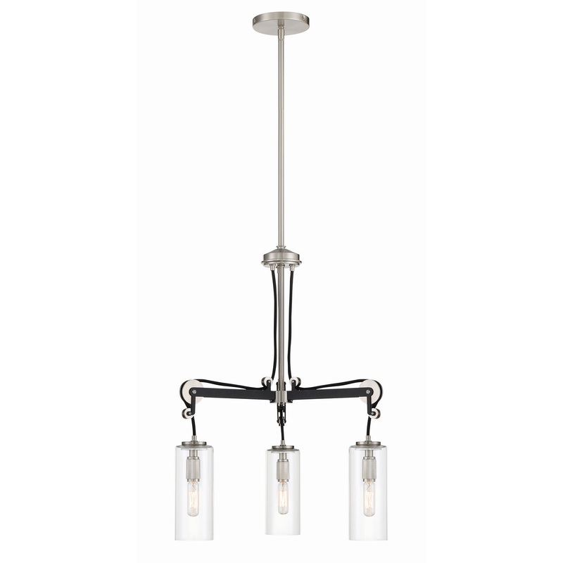 Minka-Lavery 2898-691 Pullman Junction Three Light Chandelier, Coal With Brushed Nickel