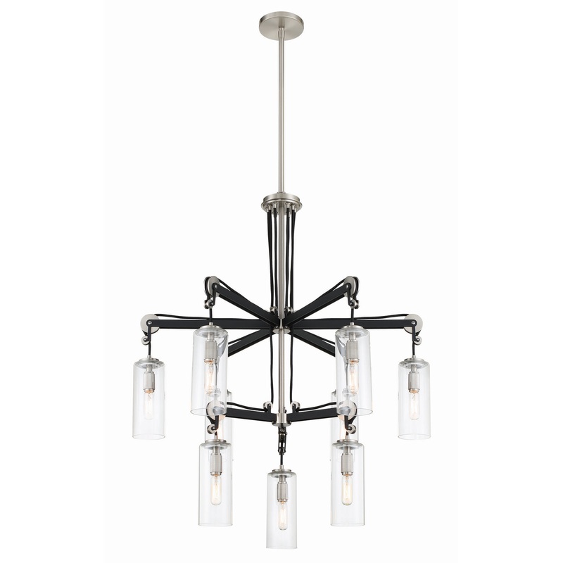 Minka-Lavery 2899-691 Pullman Junction Nine Light Chandelier, Coal With Brushed Nickel