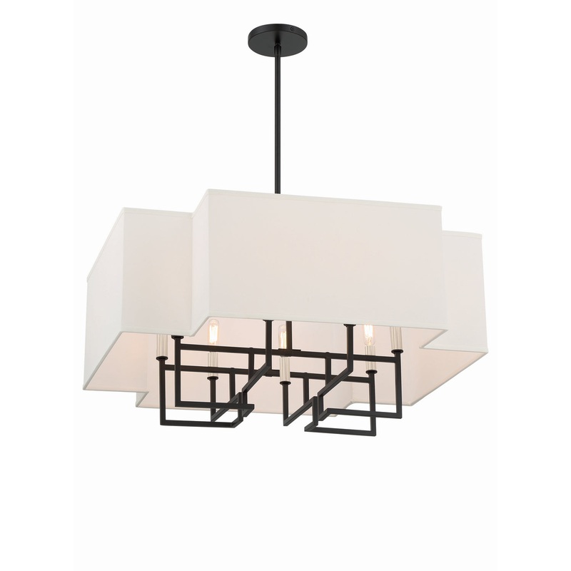 Minka-Lavery 2957-572 Upham Estates Eight Light Pendant, Coal w/Polished Nickel Highlights