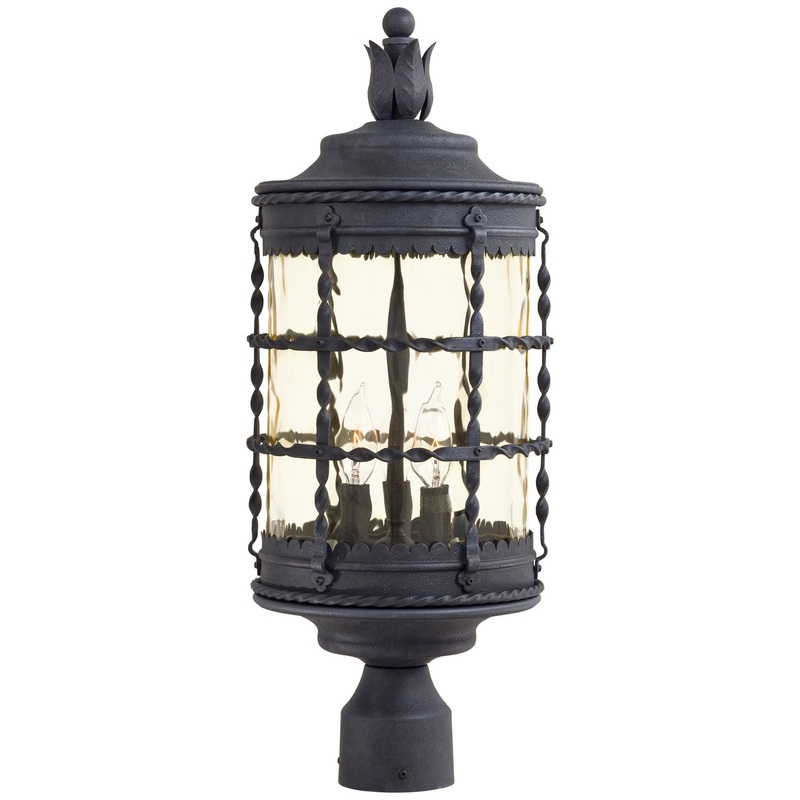 Minka-Lavery 8885-A39 Mallorca Three Light Post Mount, Spanish Iron