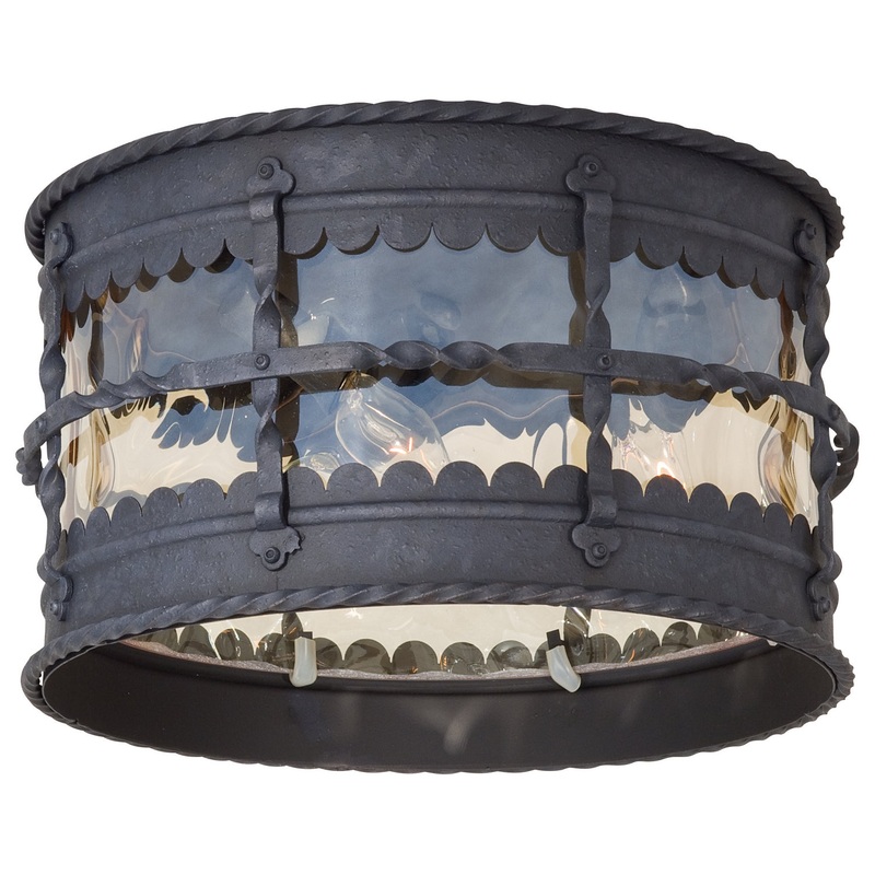 Minka-Lavery 8889-A39 Mallorca Three Light Flush Mount, Spanish Iron