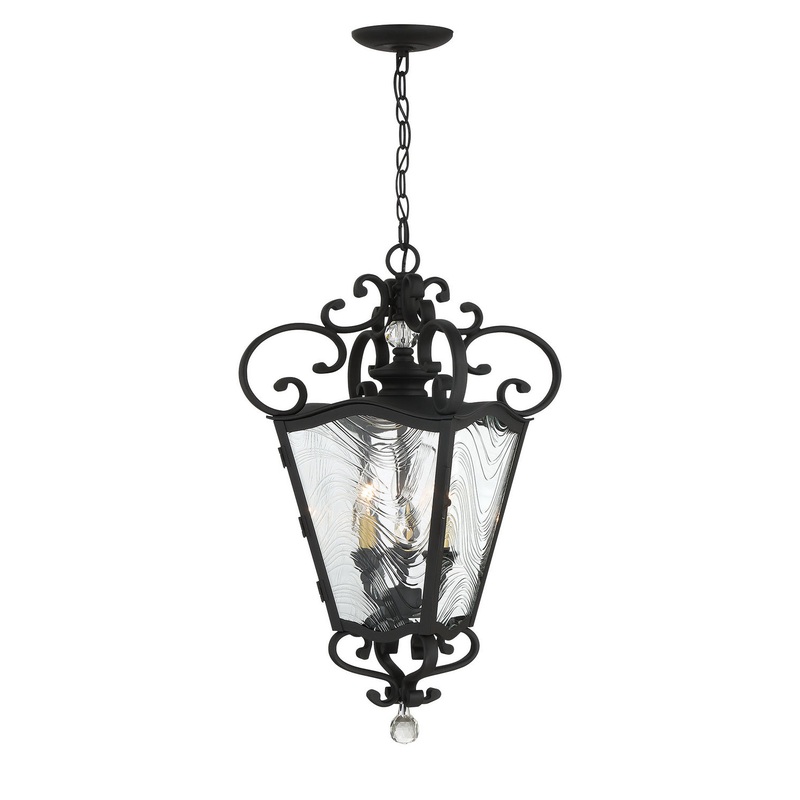 Minka-Lavery 9334-661 Brixton Ivy Three Light Outdoor Chain Hung, Coal W/Honey Gold Highlight