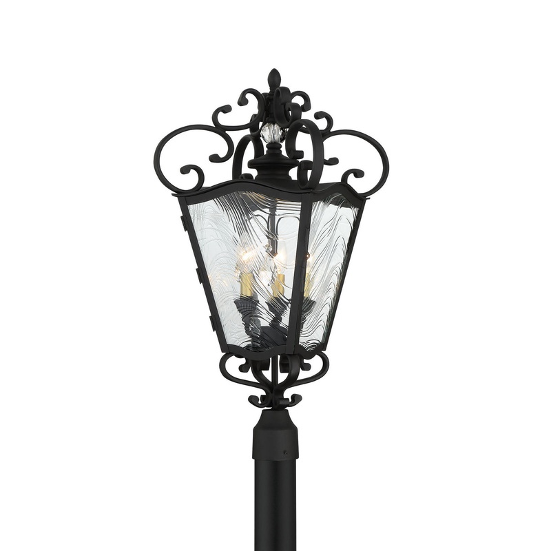 Minka-Lavery 9336-661 Brixton Ivy Three Light Outdoor Post Mount, Coal W/Honey Gold Highlight