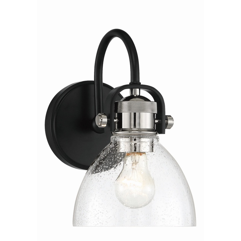 Minka-Lavery 3361-572 Monico One Light Bath, Coal w/Polished Nickel Highlights