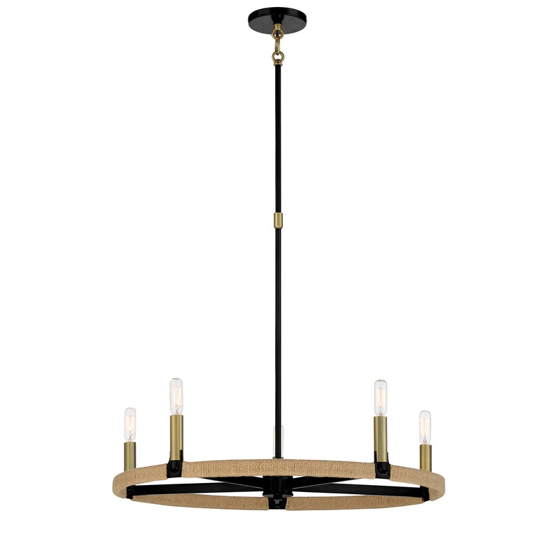Minka-Lavery 3865-726 Windward Passage Five Light Chandelier, Coal And Soft Brass