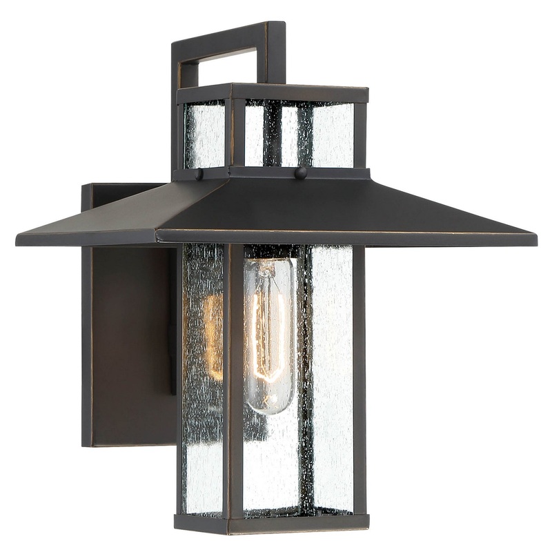 Minka-Lavery 73150-143C Danforth Park One Light Outdoor Wall Mount, Oil Rubbed Bronze W/ Gold Highlights