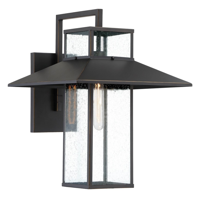 Minka-Lavery 73152-143C Danforth Park One Light Outdoor Wall Mount, Oil Rubbed Bronze W/ Gold Highlights