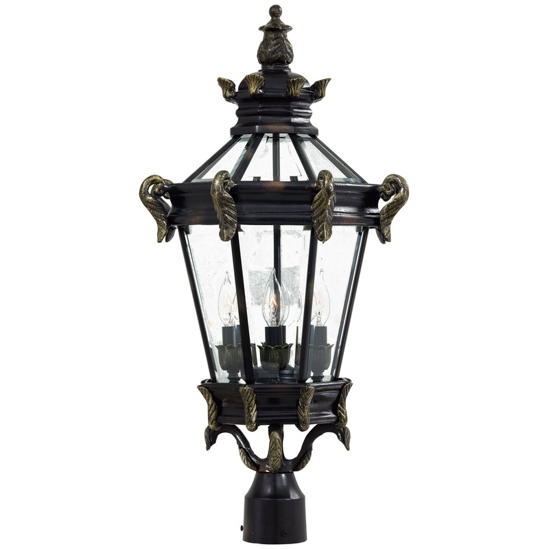 Minka-Lavery 8936-95 Stratford Hall Four Light Post Mount, Heritage W/ Gold Highlights