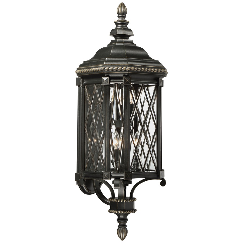 Minka-Lavery 9323-585 Bexley Manor Six Light Outdoor Wall Mount, Coal W/Gold Highlights