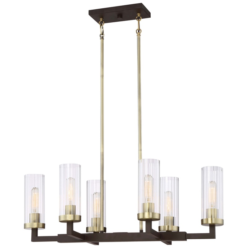 Minka-Lavery 3046-560 Ainsley Court Six Light Island Pendant, Aged Kinston Bronze w/Brushed Brass