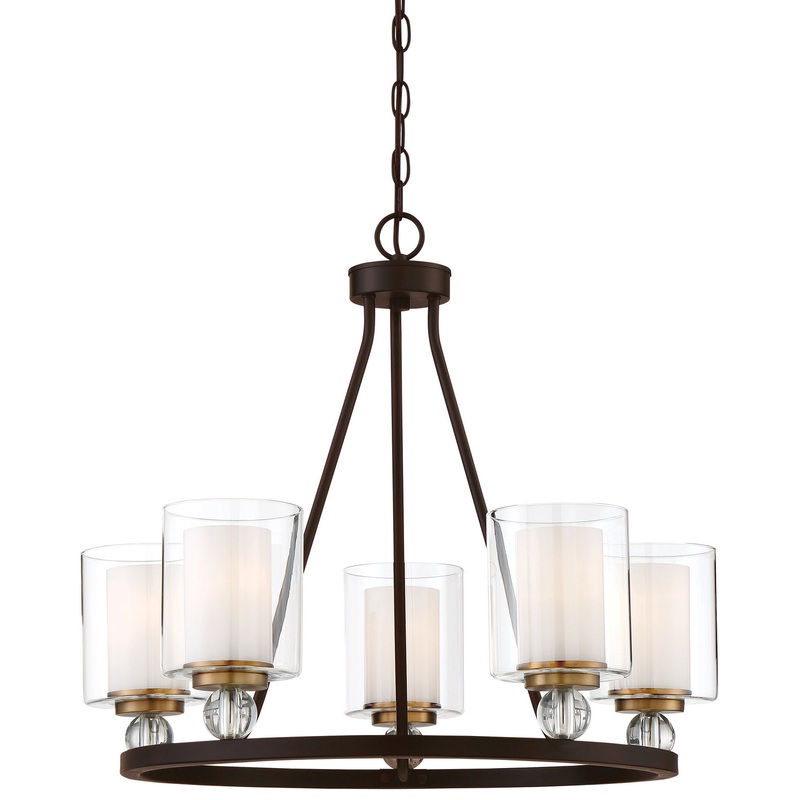 Minka-Lavery 3075-416 Studio 5 Five Light Chandelier, Painted Bronze W/Natural Brush