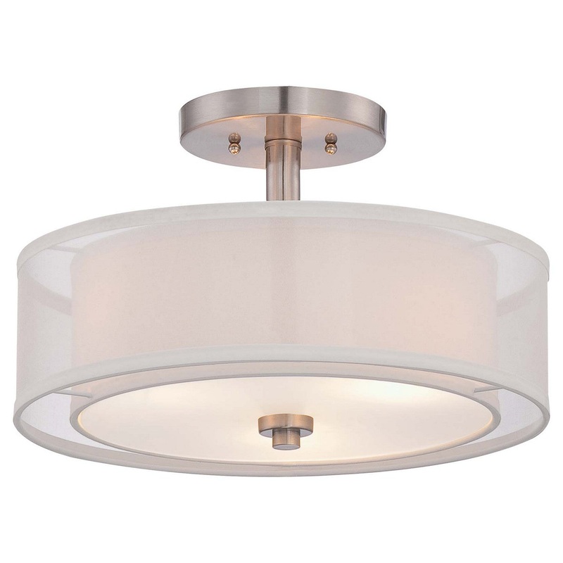 Minka-Lavery 4107-84 Parsons Studio Three Light Semi Flush Mount, Brushed Nickel