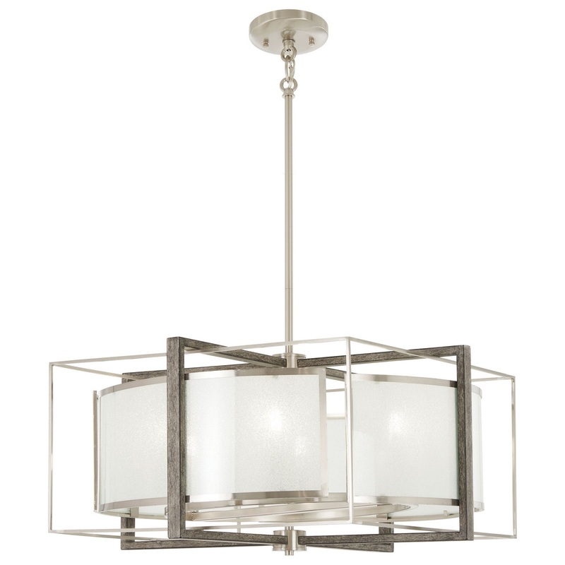 Minka-Lavery 4567-098 Tyson'S Gate Six Light Pendant, Brushed Nickel W/Shale Wood
