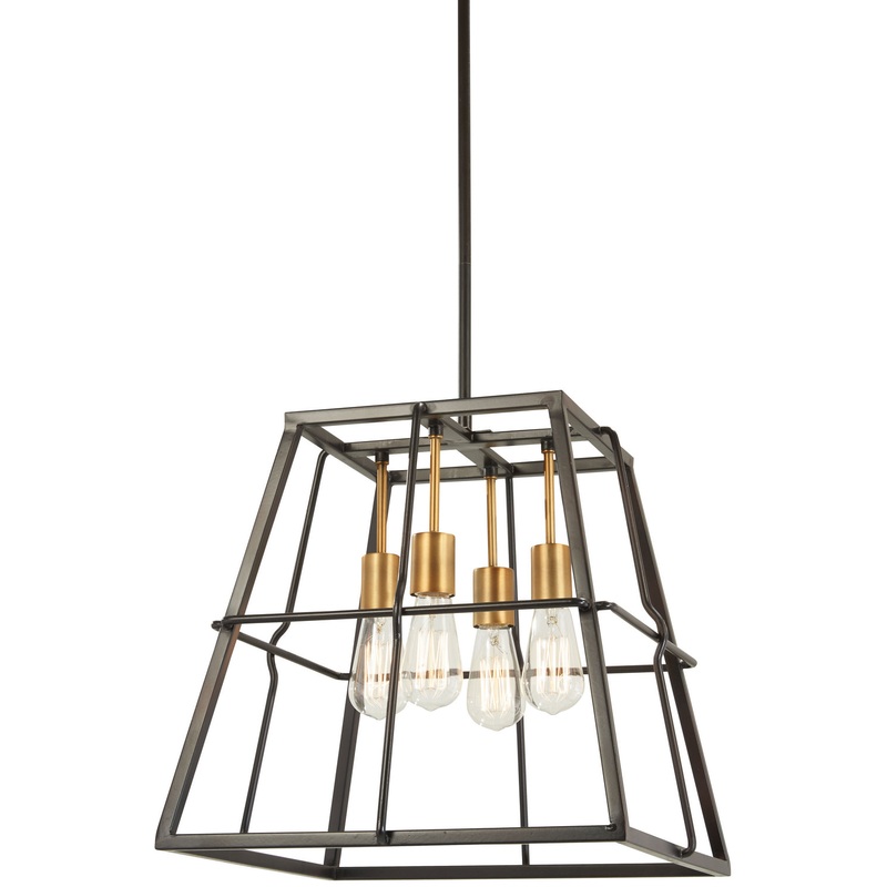 Minka-Lavery 4763-416 Keeley Calle Four Light Pendant, Painted Bronze W/Natural Brush