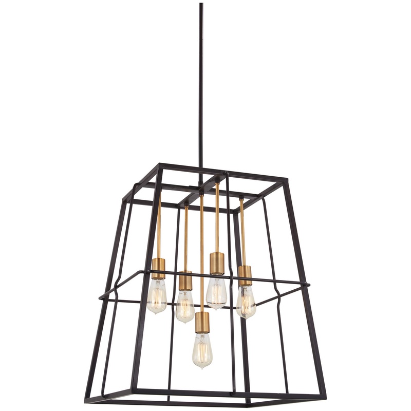Minka-Lavery 4765-416 Keeley Calle Five Light Pendant, Painted Bronze W/Natural Brush