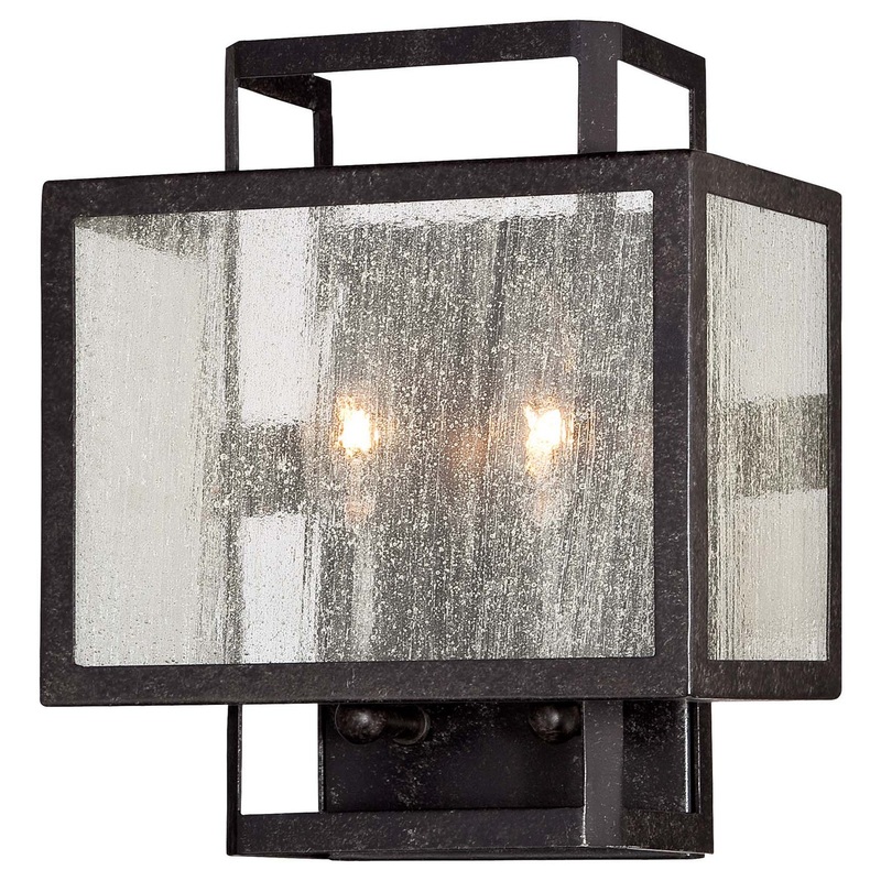Minka-Lavery 4870-283 Camden Square Two Light Wall Sconce, Aged Charcoal