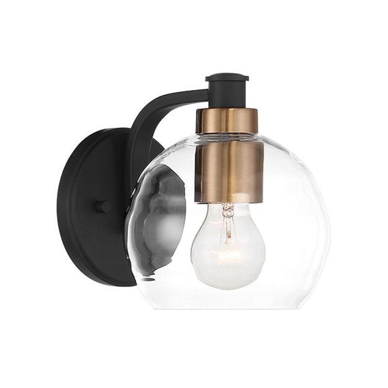 Minka-Lavery 4911-653 Keyport One Light Bath, Sand Coal W/Natural Brushed Brass