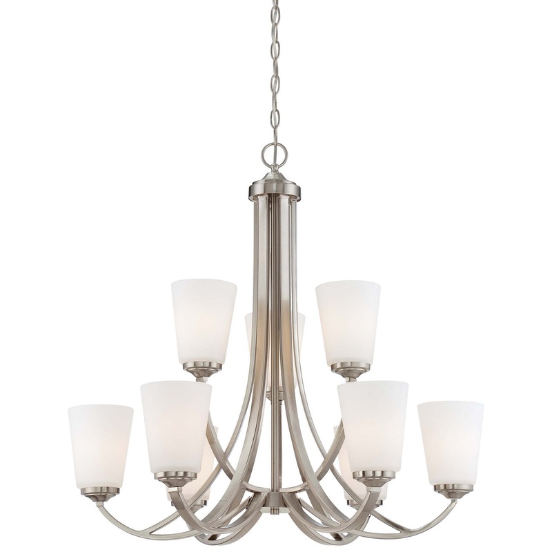 Minka-Lavery 4969-84 Overland Park Nine Light Chandelier, Brushed Nickel
