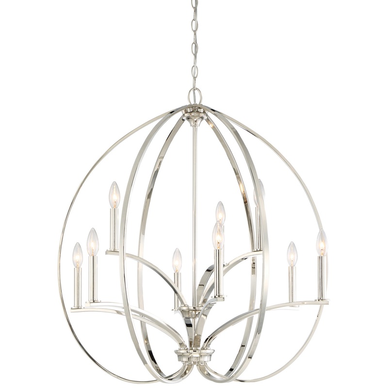 Minka-Lavery 4989-613 Tilbury Nine Light Chandelier, Polished Nickel