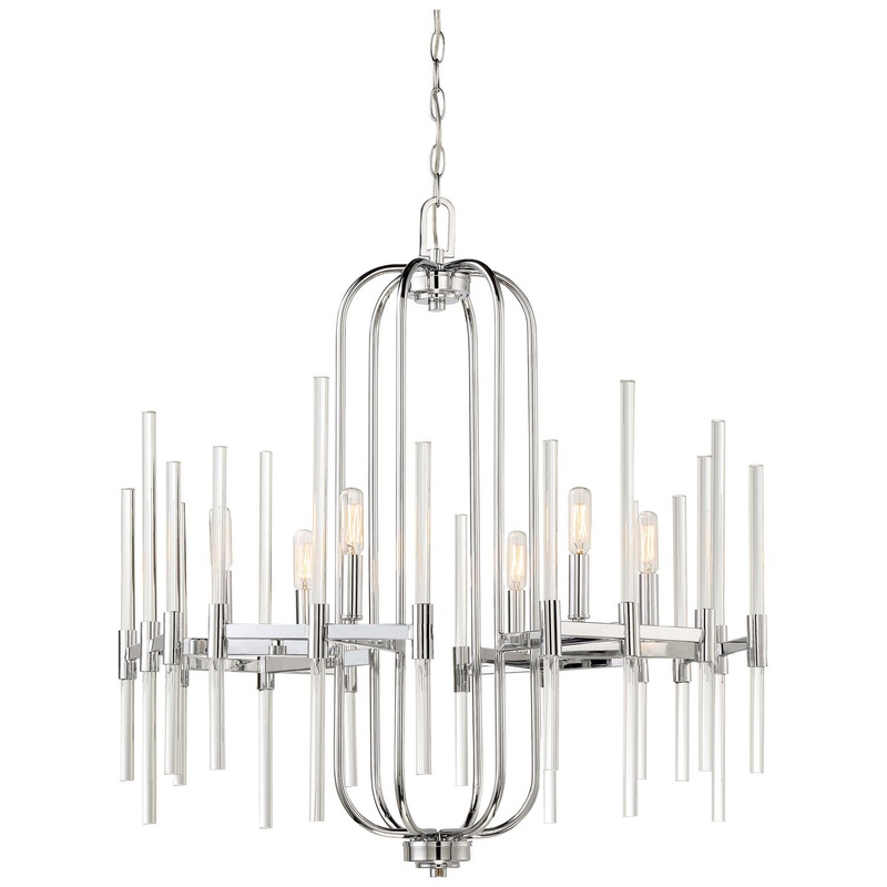 Minka-Lavery 3097-77 Pillar Six Light Chandelier, Chrome