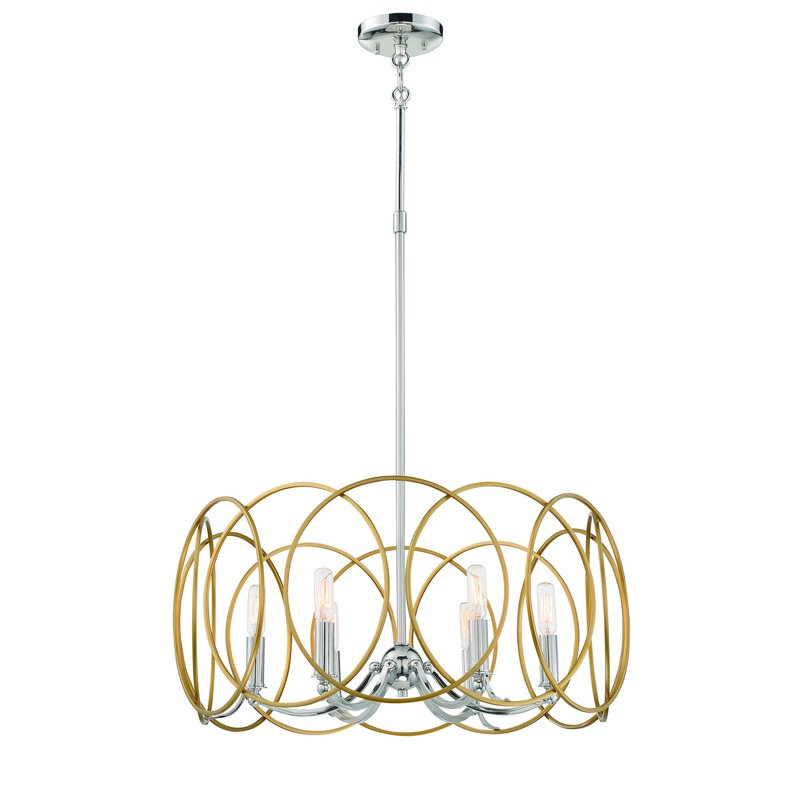Minka-Lavery 4026-679 Chassell Six Light Pendant, Painted Honey Gold With Polish