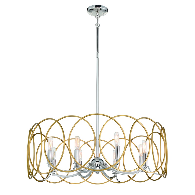 Minka-Lavery 4028-679 Chassell Eight Light Pendant, Painted Honey Gold With Polish