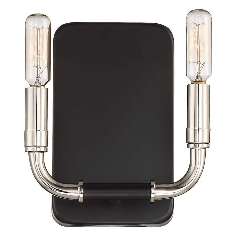 Minka-Lavery 4062-572 Liege Two Light Wall Sconce, Coal w/Polished Nickel Highlights
