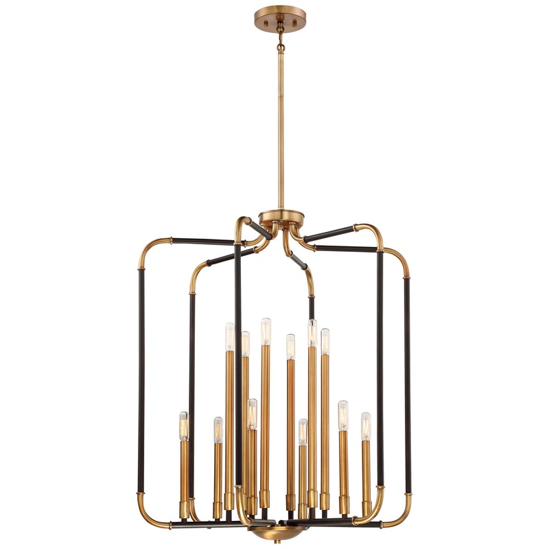 Minka-Lavery 4069-660 Liege 12 Light Pendant, Aged Kinston Bronze w/Brass Highlights