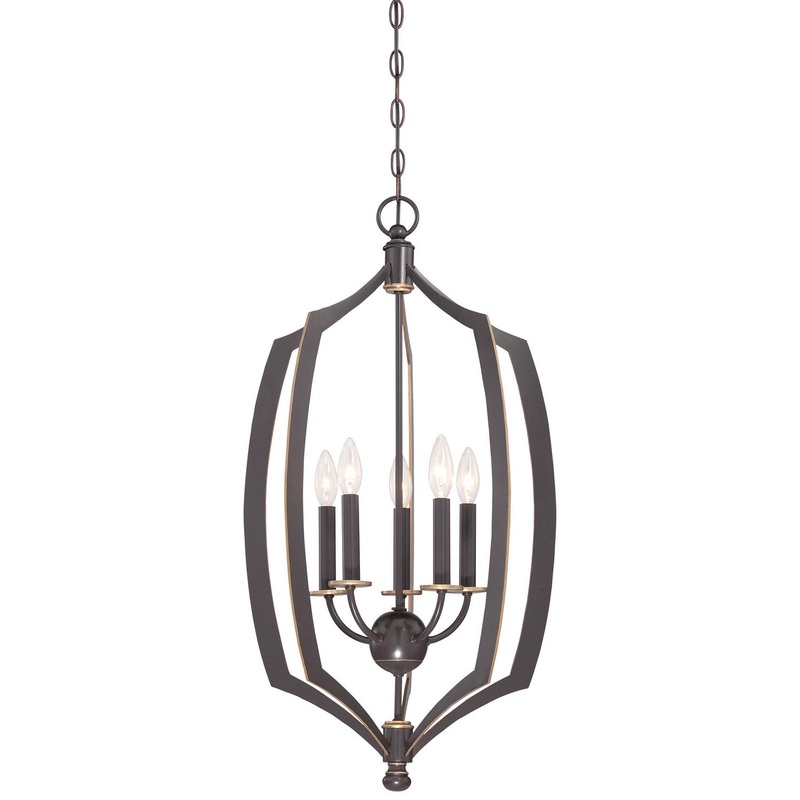 Minka-Lavery 4373-579 Middletown Five Light Pendant, Downton Bronze With Gold Highlights