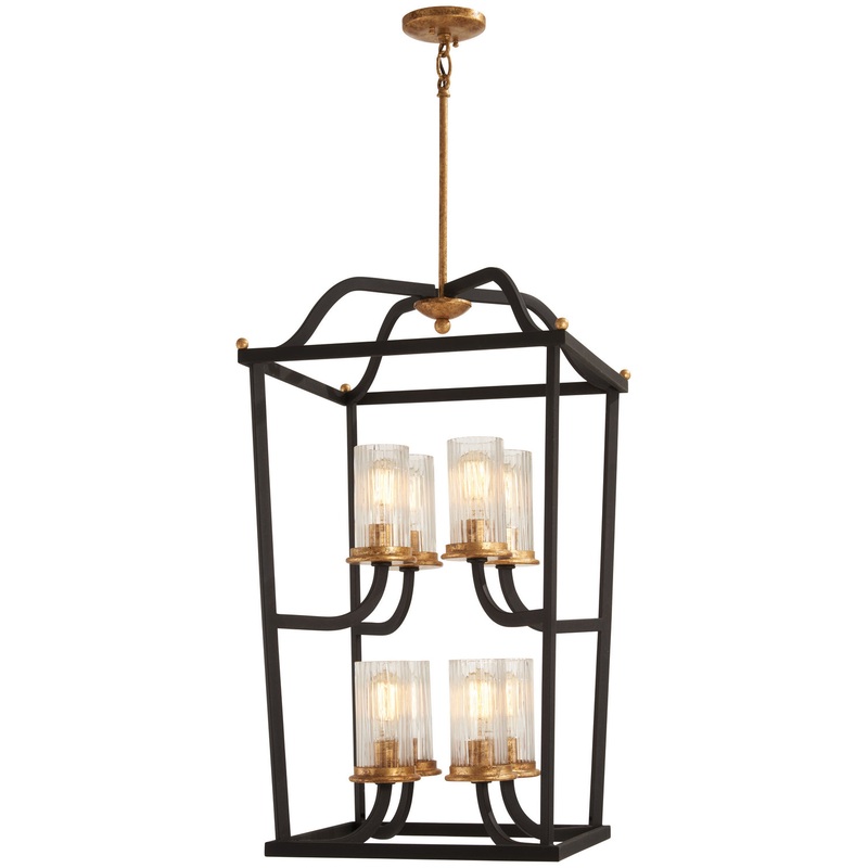 Minka-Lavery 4518-100 Posh Horizon Eight Light Pendant, Sand Coal W/Gold Leaf