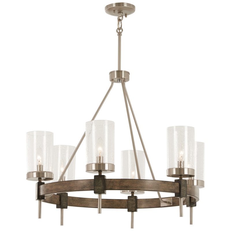 Minka-Lavery 4636-106 Bridlewood Six Light Chandelier, Stone Grey W/Brushed Nickel