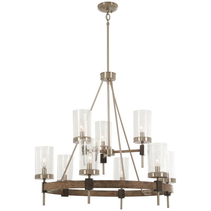 Minka-Lavery 4639-106 Bridlewood Nine Light Chandelier, Stone Grey W/Brushed Nickel