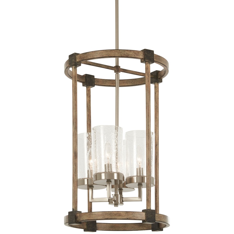 Minka-Lavery 4640-106 Bridlewood Four Light Foyer Pendant, Stone Grey W/Brushed Nickel