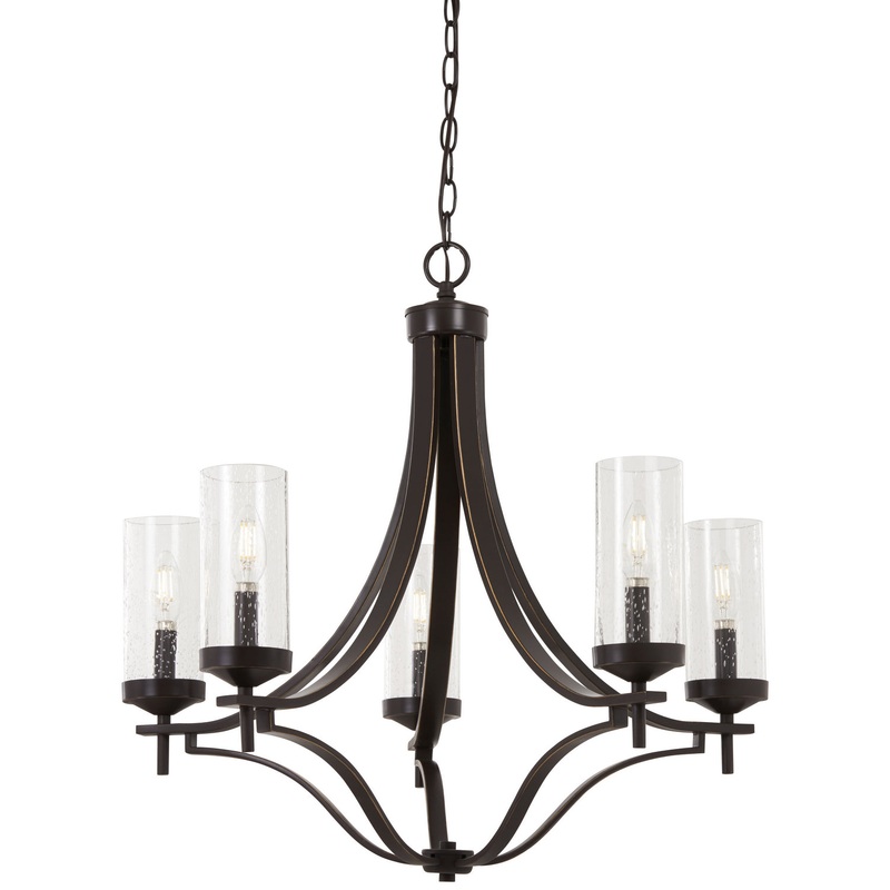 Minka-Lavery 4655-579 Elyton Five Light Chandelier, Downton Bronze With Gold Highlights