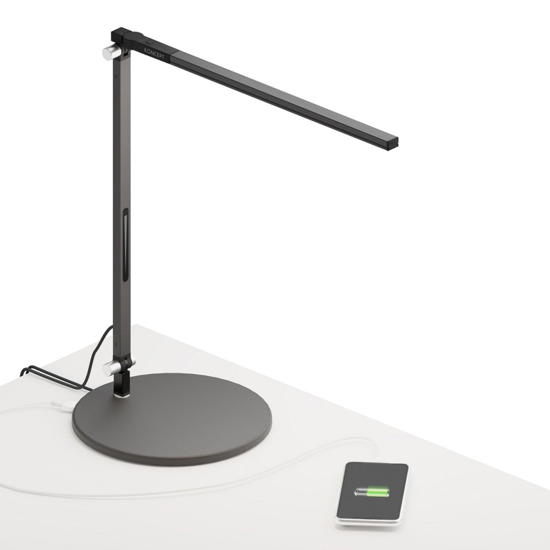 Koncept AR1100-CD-MBK-USB Z-Bar LED Desk Lamp, Metallic Black