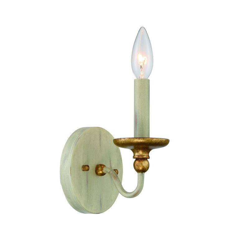 Minka-Lavery 1041-701 Westchester County One Light Wall Sconce, Farm House White W/ Gilded Gold Leaf