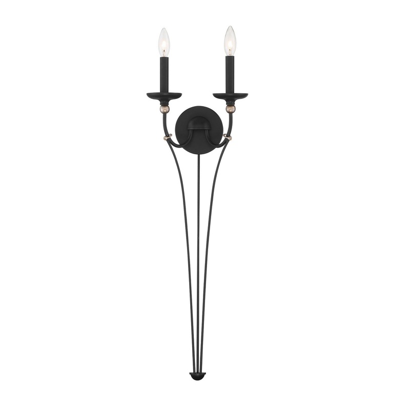 Minka-Lavery 1042-677 Westchester County Two Light Wall Sconce, Sand Coal With Skyline Gold Leaf