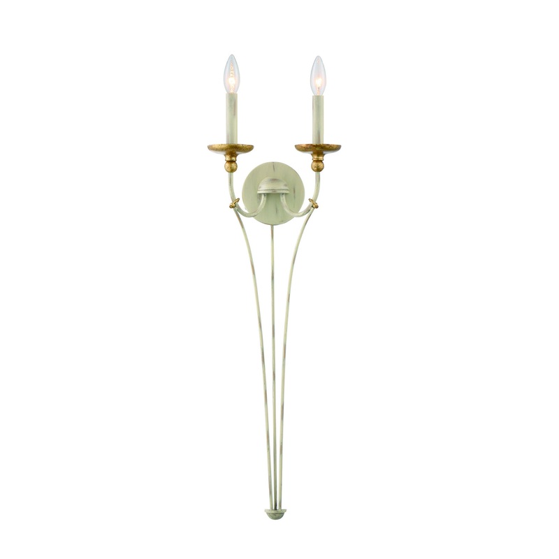 Minka-Lavery 1042-701 Westchester County Two Light Wall Sconce, Farm House White W/ Gilded Gold Leaf