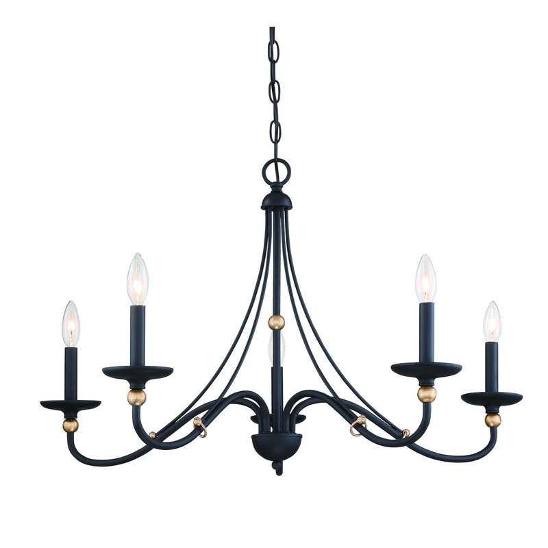 Minka-Lavery 1044-677 Westchester County Five Light Chandelier, Sand Coal With Skyline Gold Leaf